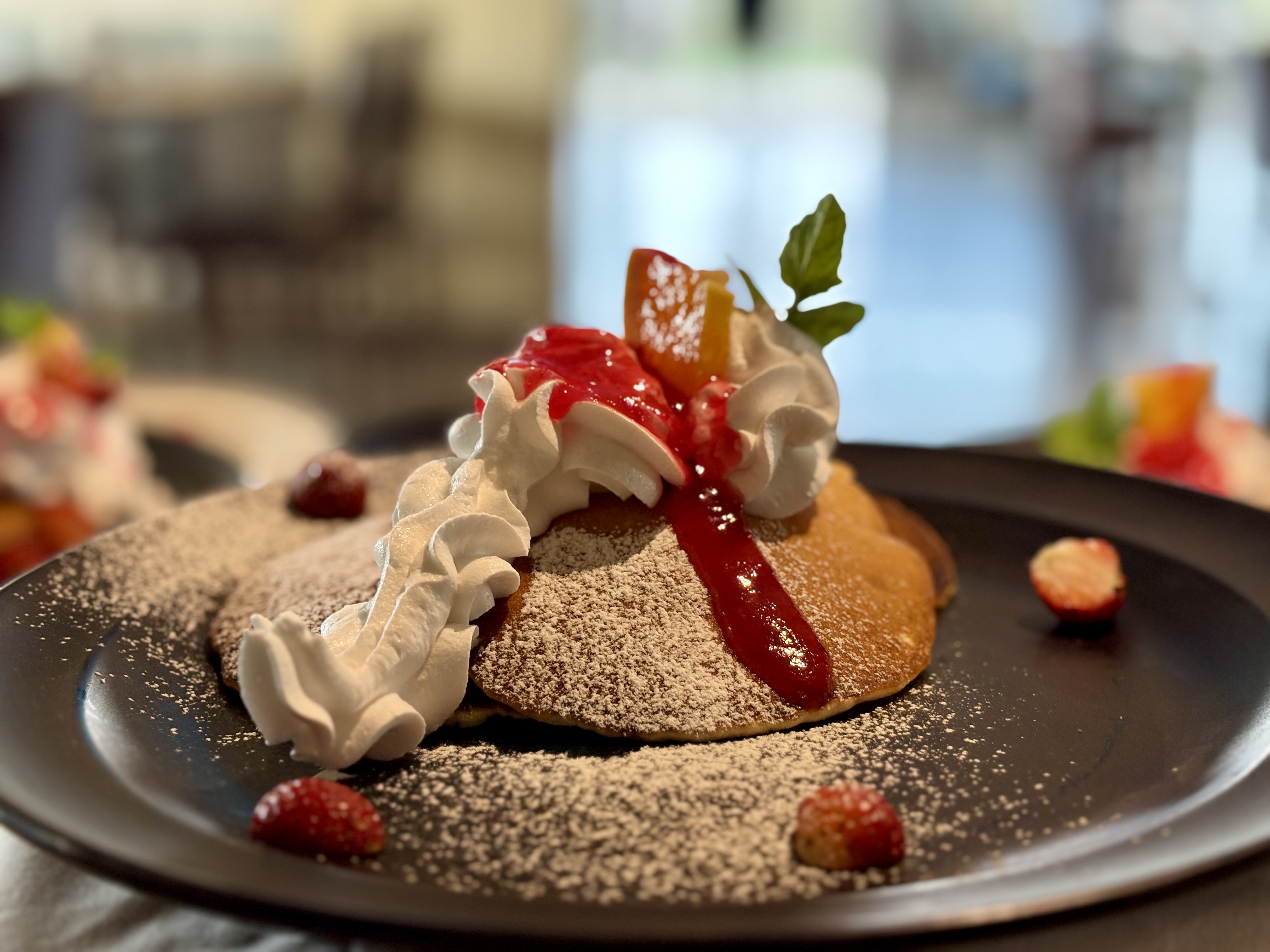 Pancake with strawberry cream